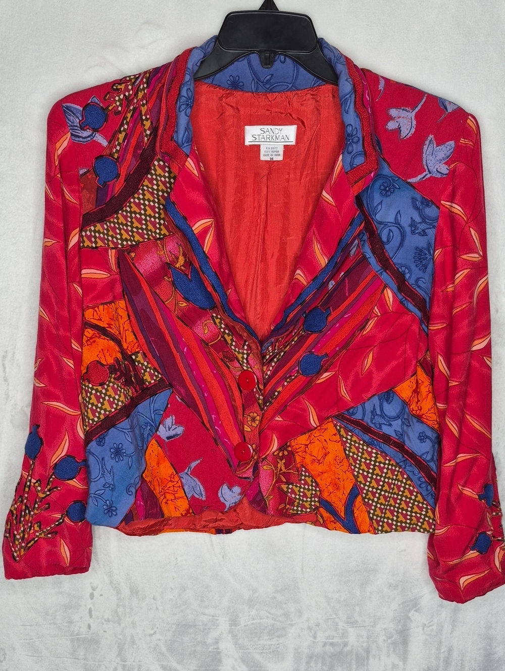 Vintage Sandy Starkman Mixed Media Art to Wear Patchwork Jacket M
